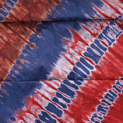 Tissu africain en bazin bleu foncé, gris, rouge et marron, motif boubou – Image 2