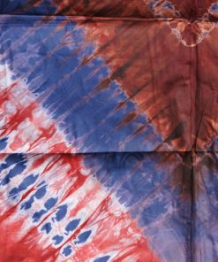 Tissu africain en bazin bleu foncé, gris, rouge et marron, motif boubou