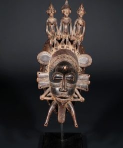 Masque Sénoufo Kpélié avec 3 petits personnages