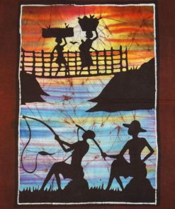 Batik africain : les pêcheurs et porteuses