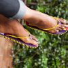 Tongs africaines en tissu et  perles