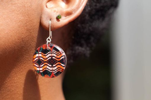 Boucles d’oreilles en résine et pagne » Disque »