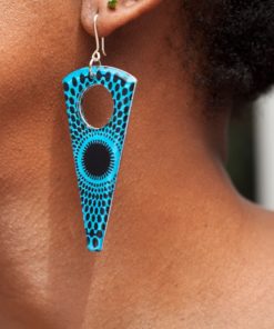 Boucles d’oreilles en résine et pagne "Cône"