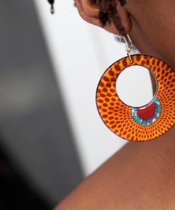 Boucles d'oreilles en résine et pagne "Bloué"