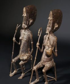 Couple de vieux Dogons en bronze du Mali