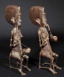 Couple de vieux Dogons en bronze du Mali