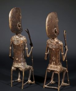 Couple de vieux Dogons en bronze du Mali