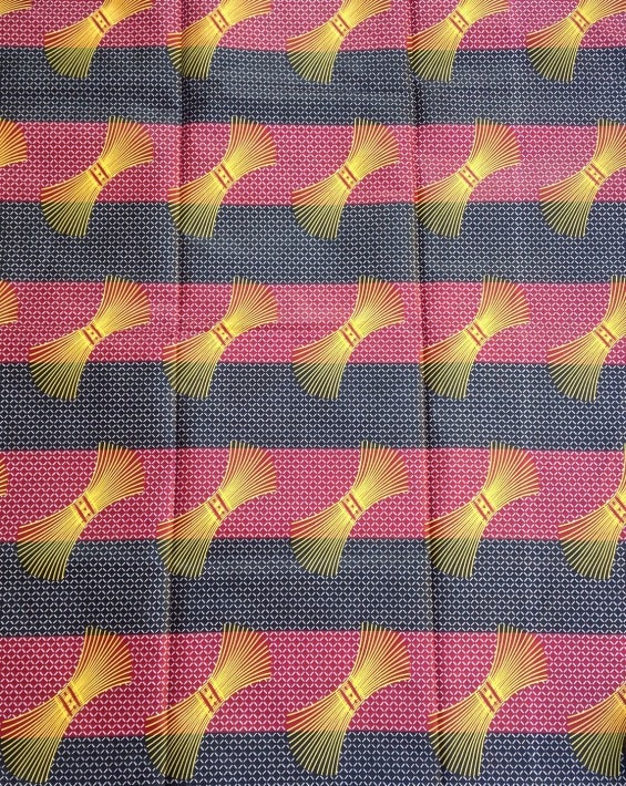 Tissu Super Wax Africain - Motif Blanc Jaune Noir - Rouleau De 20m X 1,15m - Coton - Made In France