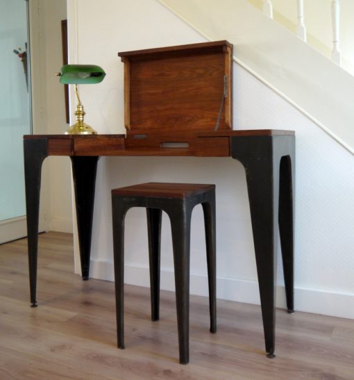 Console de bureau en bois de Vene et tabouret