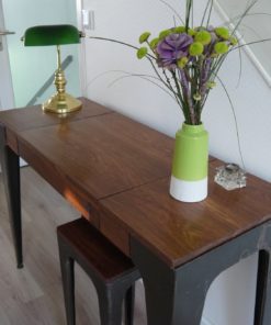 Console de bureau en bois de Véné et tabouret