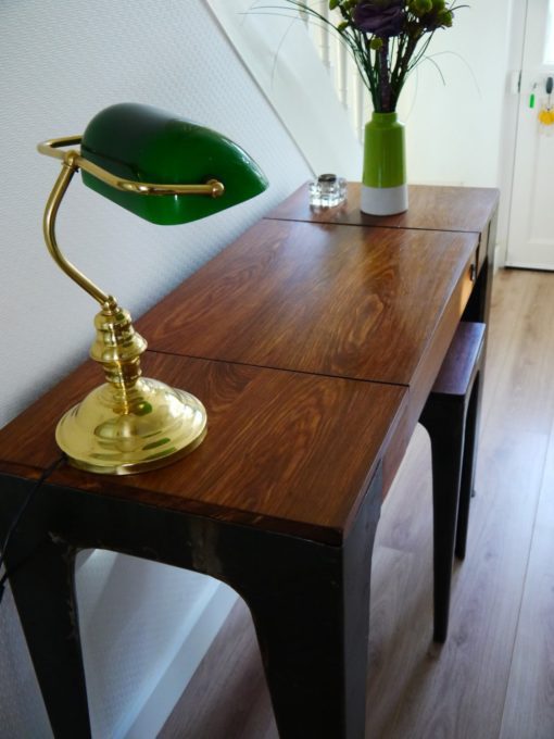 Console de bureau en bois de Véné et tabouret