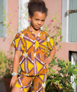 Chemise africaine et short unisexe enfant en wax