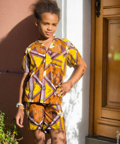 Ensemble chemise et short en wax unisexe Marius Africouleur