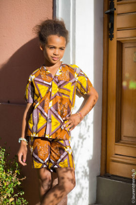 Chemise africaine et short unisexe enfant en wax