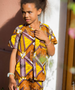 Chemise africaine et short unisexe enfant en wax