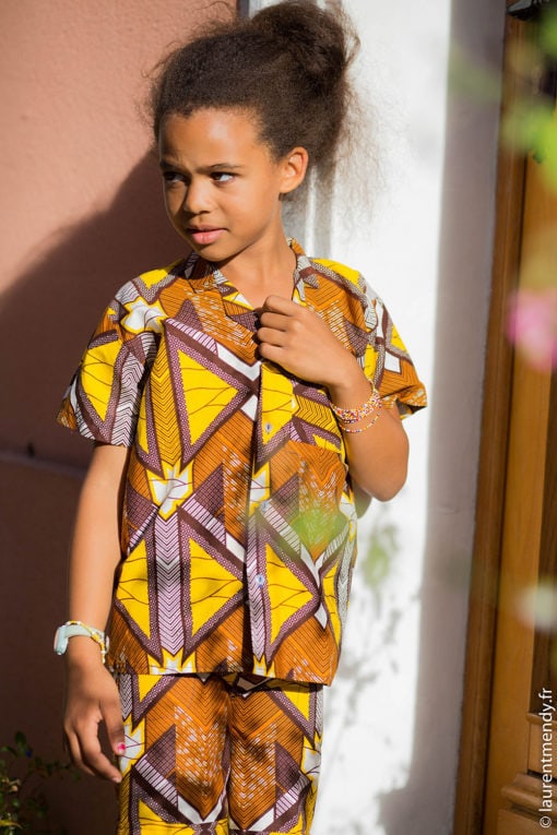Chemise africaine et short unisexe enfant en wax