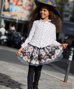 Jupe africaine enfant en wax et tulle et chapeau en wax