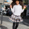 Jupe africaine enfant en wax et tulle et chapeau en wax