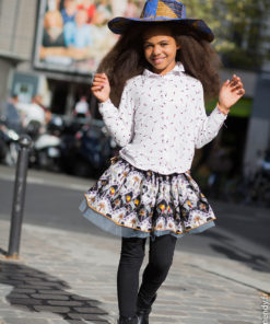 Jupe africaine enfant en wax et tulle et chapeau en wax