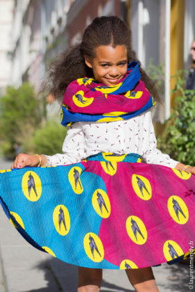 Jupe africaine enfant et snood en pagne wax