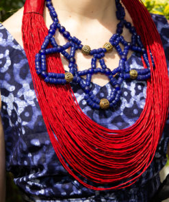 Collier cuire pâte de verre