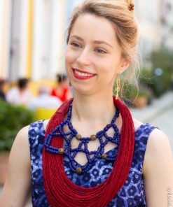 Collier cuire pâte de verre