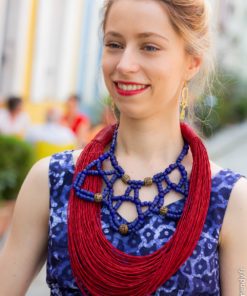Collier cuire pâte de verre