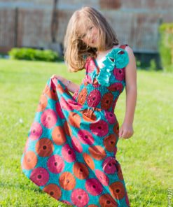 Robe fillette rosette en tissu wax