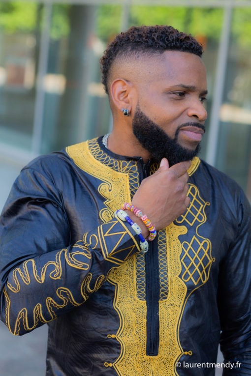 Chemise africaine homme en bazin brodé