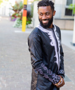 Chemise africaine homme en bazin brodé