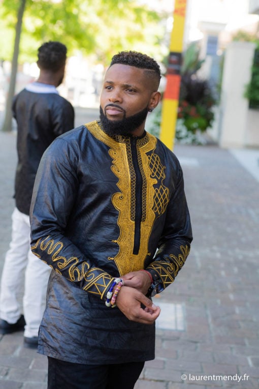 Chemise africaine homme en bazin brodé