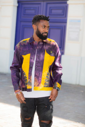Chemise africaine homme manches longues en bazin teinté à la main