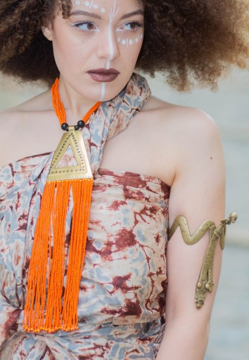 Bijoux en bronze et perles orange
