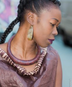 Collier en cuir tressé du mali marron
