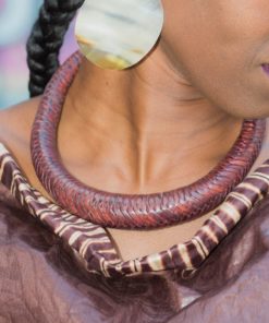 Collier en cuir tressé du mali marron