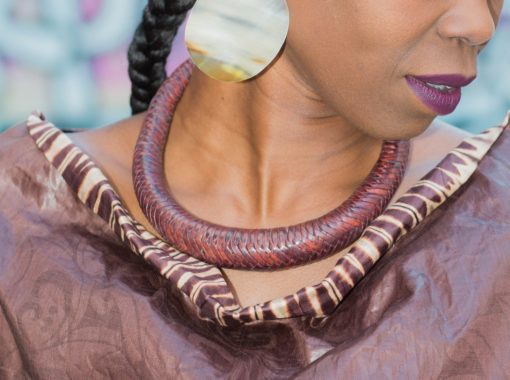 Collier en cuir tressé du mali marron
