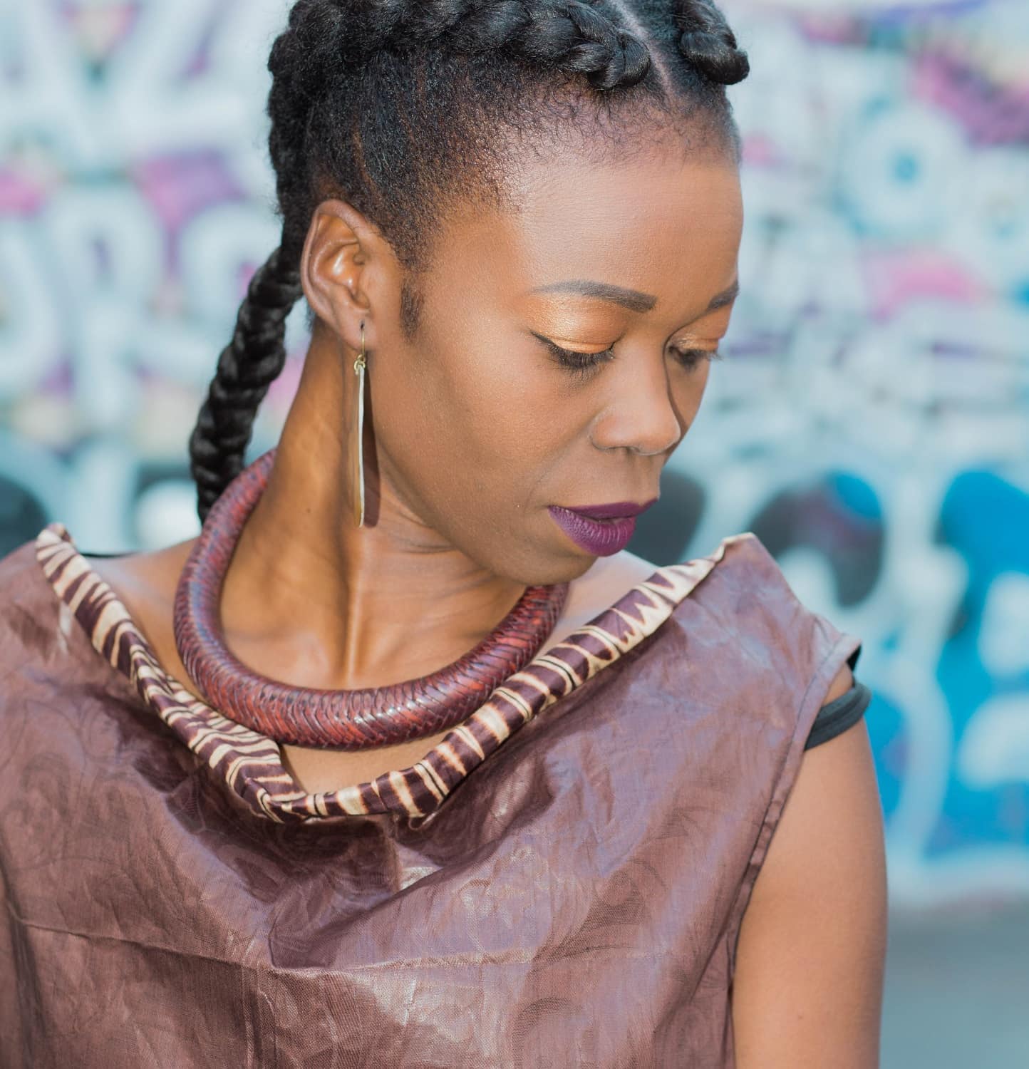 Collier en cuir tress   du Mali  Magie Dogon Africouleur