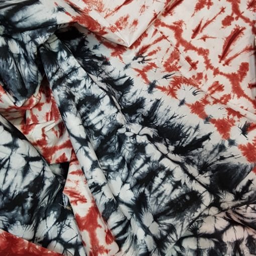 Tissu calicot blanc, rouge et noir Scarabée