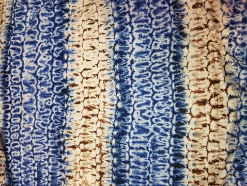 Tissu calicot blanc, bleu et marron Scarabée
