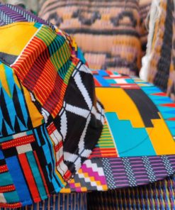 Détail casquette unisexe wax multicolore