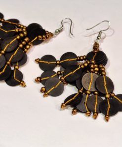 Boucles d'oreilles en bakélite noir et or