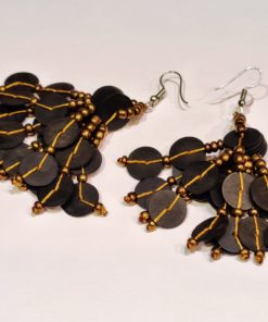 Boucles d'oreilles en bakélite noir et or