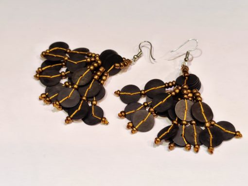 Boucles d'oreilles en bakélite noir et or