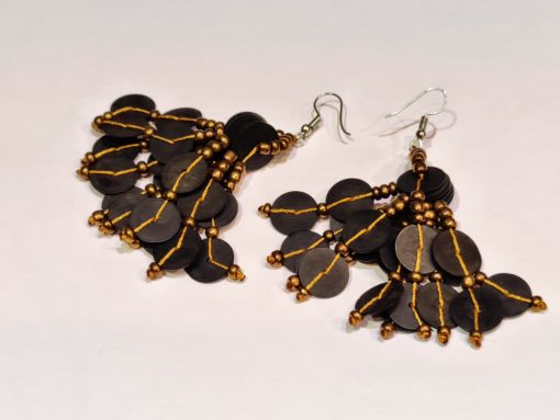 Boucles d'oreilles en bakélite noir et or