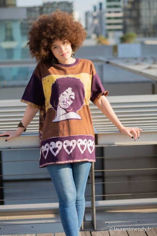 Tee shirt en batik Angela marron