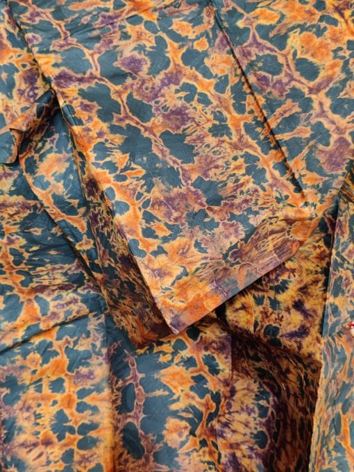 Tissu africain bazin vert militaire orange violet