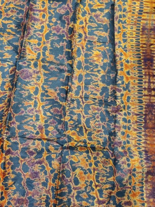 Tissu africain bazin vert militaire orange violet