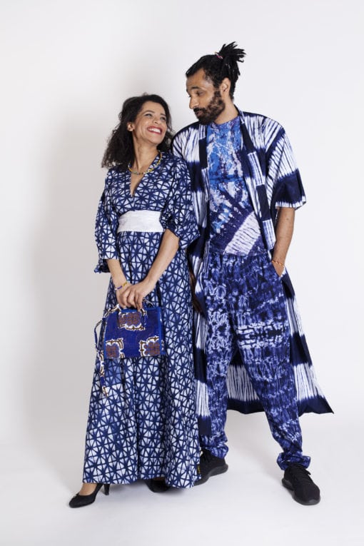 Robe et kimono en tissu africain teint à la main