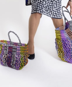 Sac macramé en corde plastique colorée