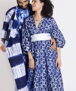 Robe et kimono en tissu africain teint à la main